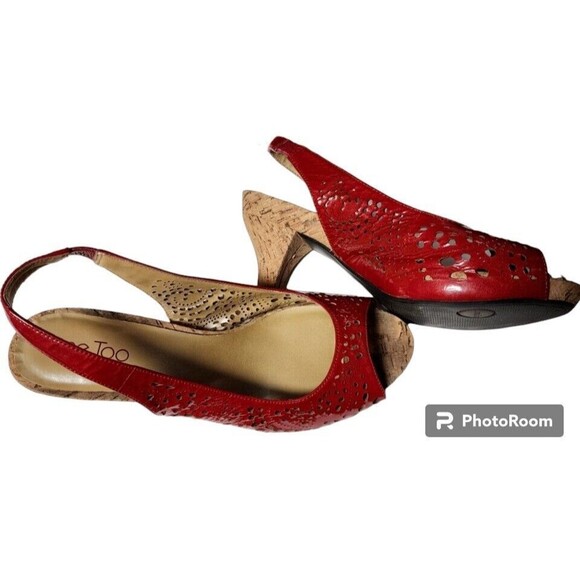 ME TOO Red Patent Leather Slingbacks Size 8 - Picture 3 of 5